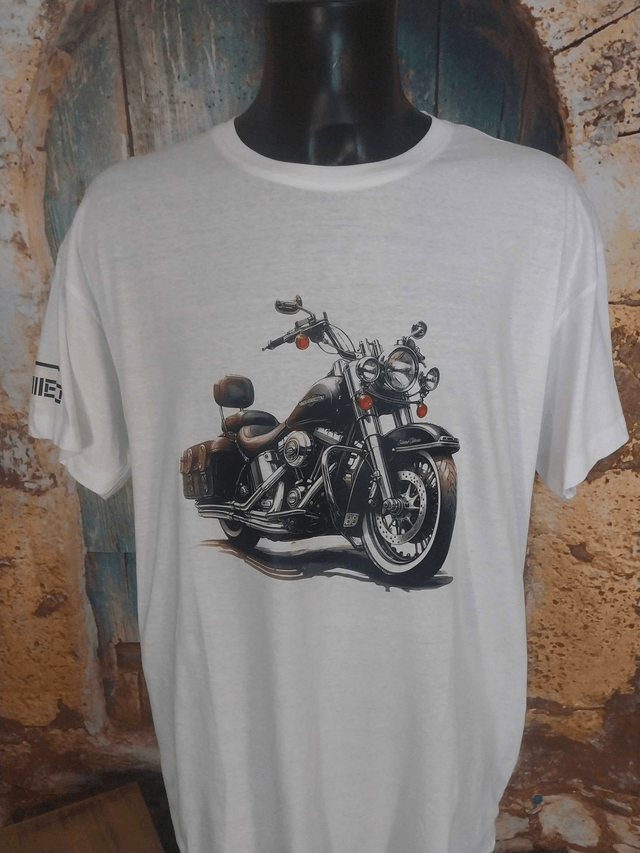 T-SHIRT BLANC HOMME(H15) MOTO