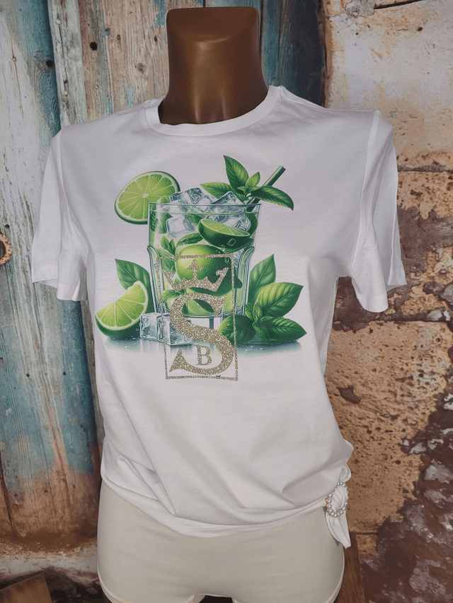 T-SHIRT BLANC FEMME &quot;MOJITO&quot; (A67)
