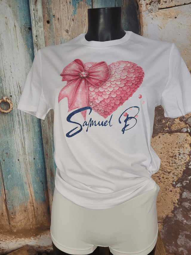 T-SHIRT FEMME BLANC (A64) &quot;Mon cœur&quot;