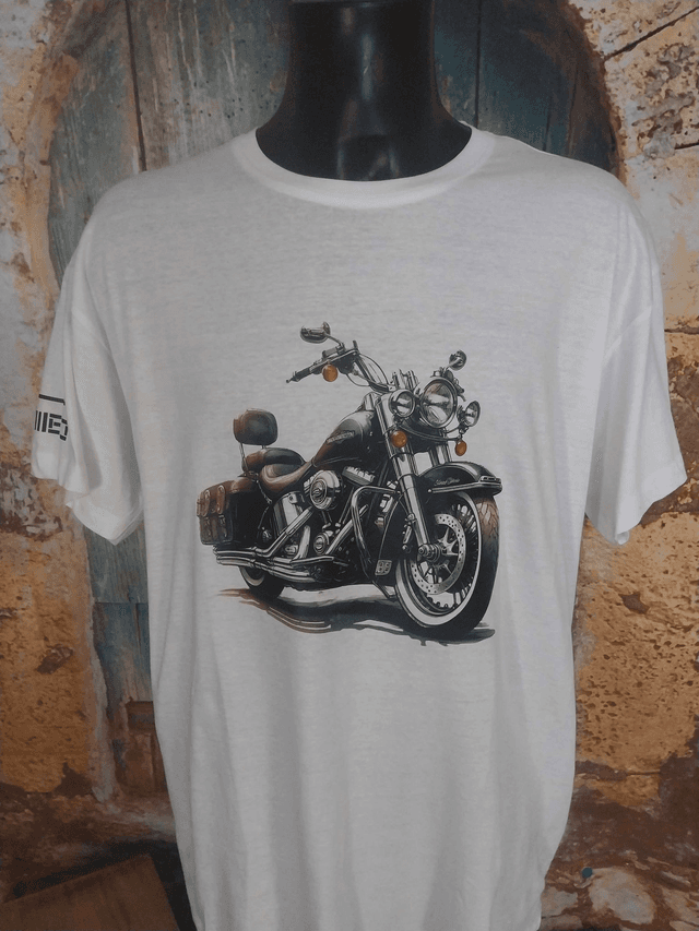 T-SHIRT BLANC HOMME(H15) MOTO
